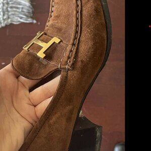 Hermes H-buckle heeled loafers 37eu